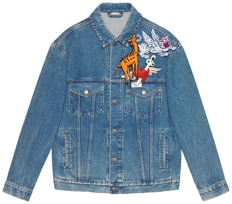 denim jacket with brooches gucci price